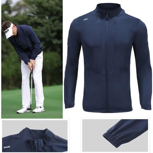 PGM Men Golf Clothes Waterproof Thin Coat Windbreaker Vest Autumn Zipper Long Sleeve Jacket Male SportsWear Keep Warm Apparel