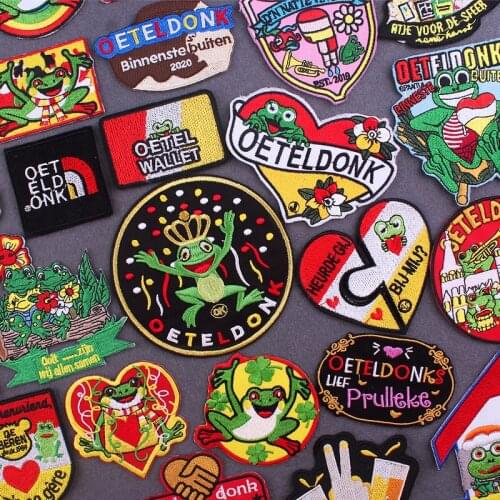 Oeteldonk Patch Frog Carnival for Netherland Iron On Patches For Clothing DIY Cartoon Frog Oeteldonk Emblem Embroidery Patch