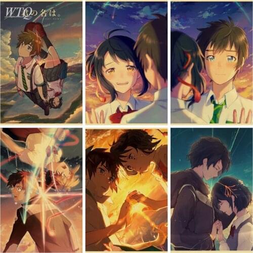 Anime Posters Your Name Series Poster Retro Poster Canvas Painting Wall Art Picture Home Decor Photos for Childrens Room Decor