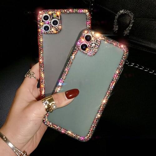 Luxury Fashion Bling Rhinestone Gem Diamond Soft Phone Case for Iphone 11 Pro Max 12 MiNi Glitter Camera Protection Cover