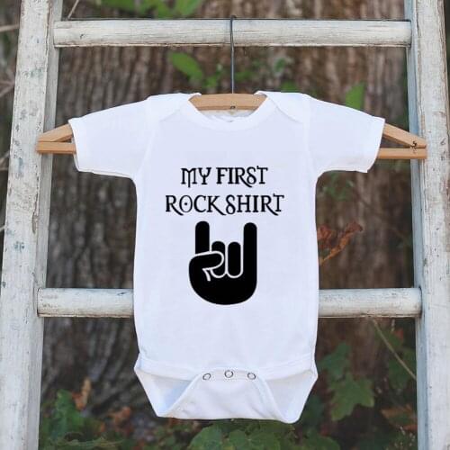 My First Rock Shirt Infan Babies Girls Clothing Bodysuit Newborn Boys Short Sleeve Body Cotton Jumpsuits Baby Funny Kids Clothes