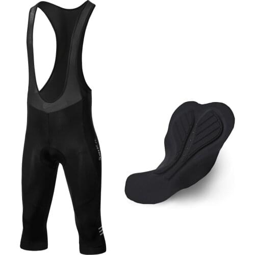 Santic Cycling Bib Shorts Summer Bike Overalls Bicycle Cropped Calf-length Pants Black Breathable Sponge Cushion MTB Men Pants