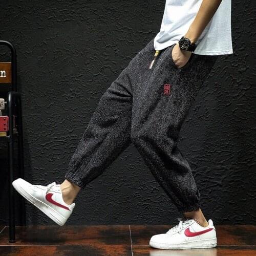 Chinese Style Harem Pants Streetwear Autumn Vintage Casual Sweatpants Hippie Pants Men Japanese Trousers Kimono Pants KK3339