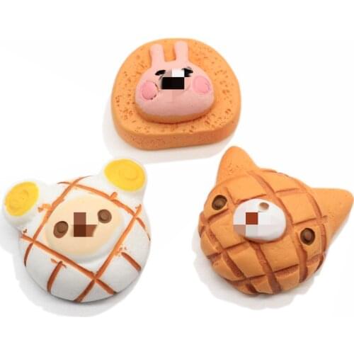 Mix Kawaii DIY Food Play Funny Cute Bear Rabbit Shape Head Cookies Flatback Cabochon Scrapbooking DIY Craft