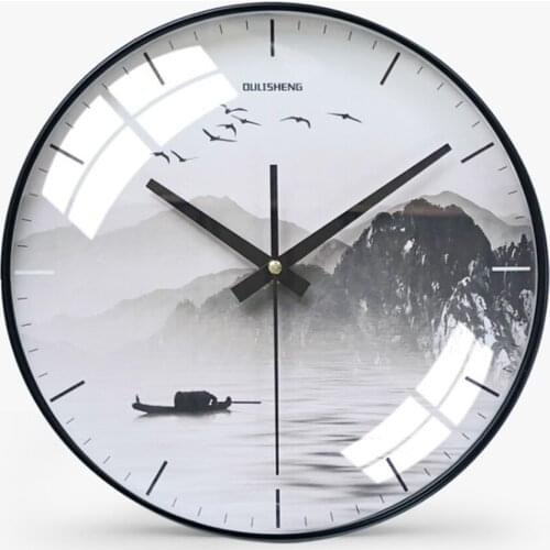 Chinese Element Glass Clock Household Mute Living Room Bedroom Modern Decorative Vagetable Wall Watch Quartz Round Clocks