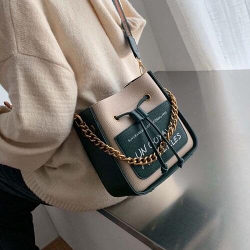 Single Shoulder Handbag Wild Chain Shoulder Bag Messenger Bucket Bag Bag Messenger Bucket Bag Pu Leather Female Bag