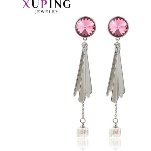 Xuping Dangle Earrings Round Fashion Jewelry for Women Crystals Simple Modern Elegance Party Family Gift 20705