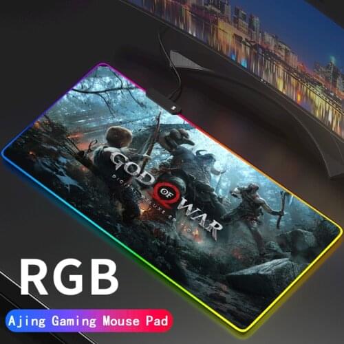 Japan Game RGB Large Mouse Pad Led God of War Mousepad Backlight Surface Mause Pad Keyboard Desk Mat Support Custom DIY Pattern