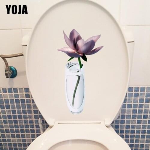 YOJA 12.2*22CM 3D Lotus Personality Home Decor Living Room Wall Decal Fashion Toilet Seat Stickers T1-0775