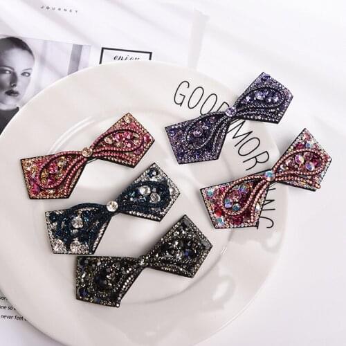 Korean Style Hairpin New Girl Personality Colorful Rhinestone Simple Bow Hair Clip Headdress for Women Fashion Hair Accessories