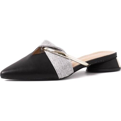 Slippers women 2019 Summer New Mixed Colors PU Mid Heel Flip Flops Casual Fashion Lady Slipper Muller Woman Shoes