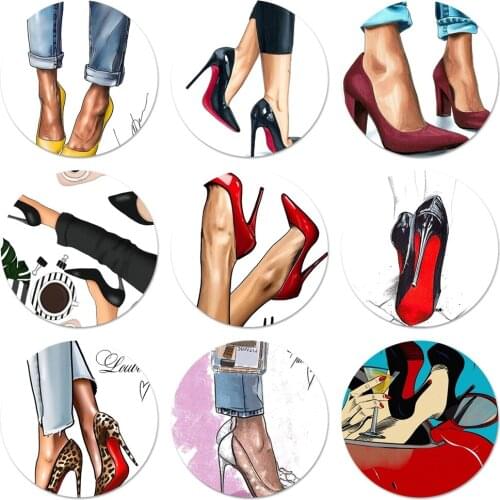 High Heel Shoes Icons Pins Badge Decoration Brooches Metal Badges For Clothes Backpack Decoration 58mm