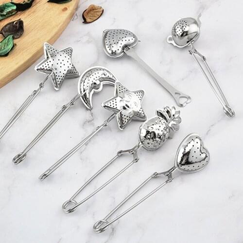 Stainless Steel Moon-Shaped Tea Set Mesh Reusable Geometric Figure Tea Bag Coffee Bean Filter Household Tea Leaking Tea Tool 1PC