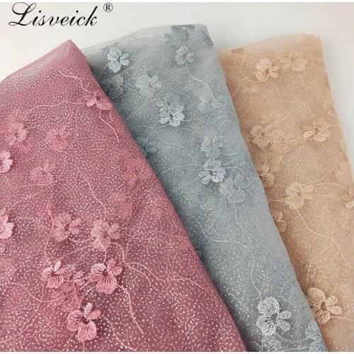 1yard Flash net embroidery small flower net yarn diy Nigerian evening party dress skirt accessories French tulle lace fabric