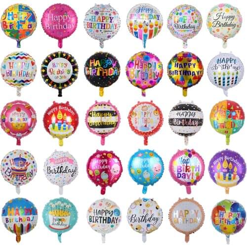 10pcs 18inch Happy Birthday Balloons Round Foil Balloons Helium Globos Birthday Party Decoration Kids Girl Party Supplies
