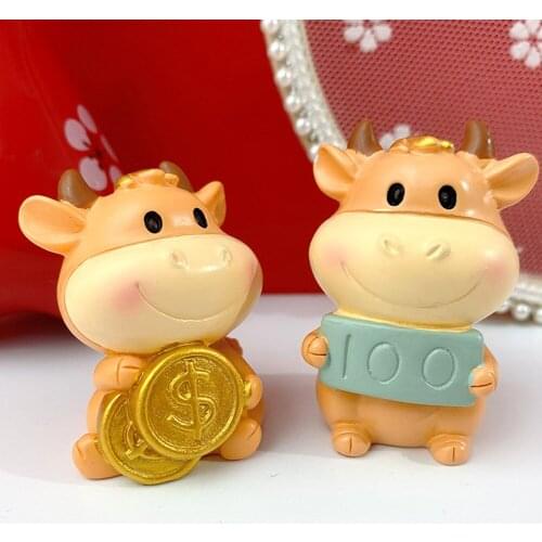 2021 Ox Toy Action Figure Car Decorations New Year Decorations Year of Ox Action Figures Dashboard Home Desktop Decorations