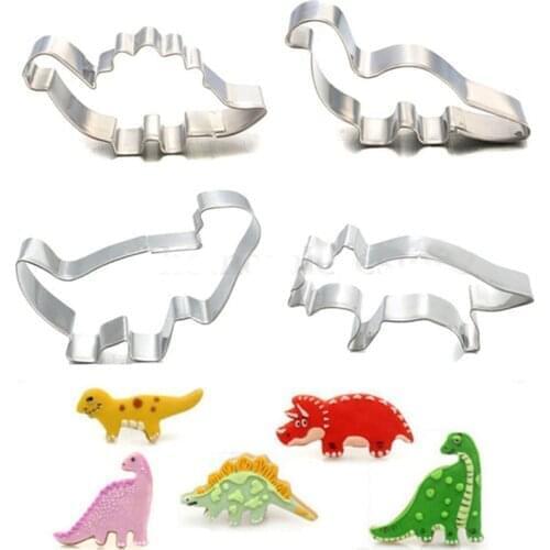 4Pcs/Set Stainless Steel Dinosaur Animal Fondant Cake Cookie Biscuit Cutter Decorating Mould Pastry Baking Tools