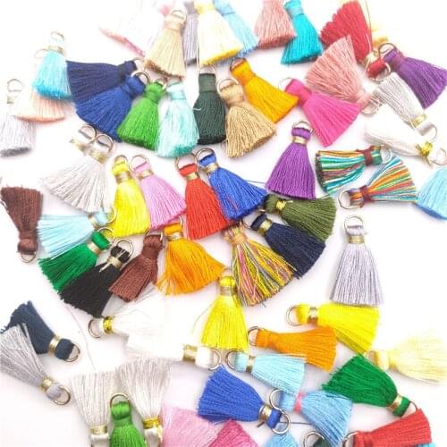 50pcs 25mm Silk Thread Mini Tassel Trim Pendant DIY Craft Materials Jewelry Accessory Materials Hanging Ring Small Fringe Trims