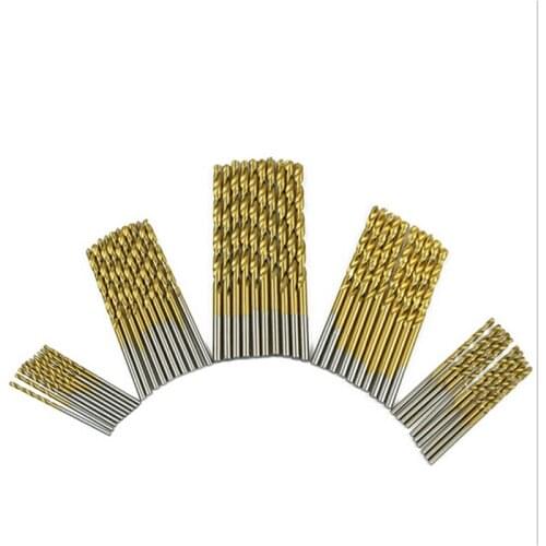 50pcs Titanium Coated Drill Bits Set HSS High Speed Steel Drill Bits Sets Dilling Bit Power Tools 1/1.5/2/2.5/3mm For DIY Wood