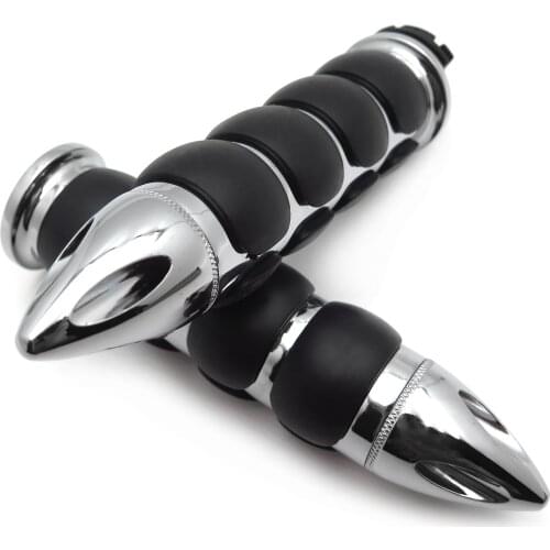 Aftermarket free shipping motorcycle Rubber Warhead 1" Handlebar Grips For Honda Yamaha Suzuki Kawasaki bikes1986-2013 Chrome