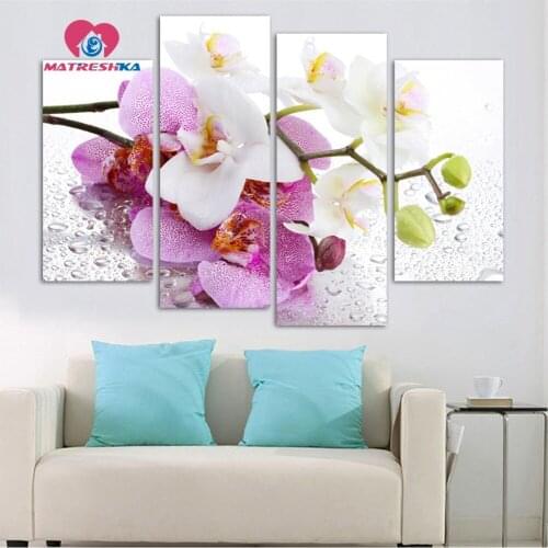 Diamond embroidery lilacs flores Diamond painting full square triptych Mosaic pattern Rhinestones for needlework diy foamiran