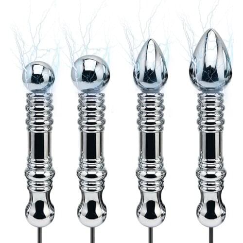 New small Huge Bi-polar electro shock Vaginal tight Butt Plug Metal Anal beads Prostate Electrical Stimulator G spot Sex Toy