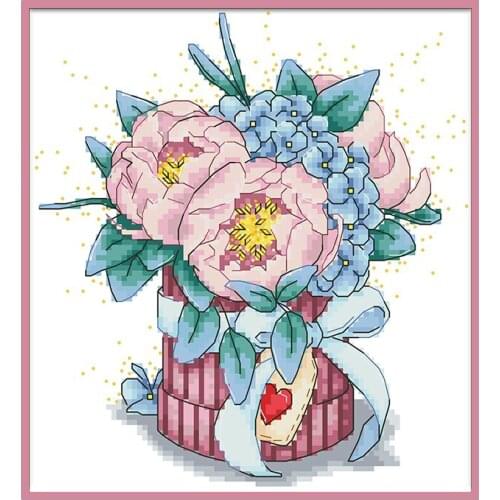 Flower Vase Cross Stitch Kits Embroidery Paintings Sets 11CT 14CT Canvas For Needlework Diy Cross-Stitch Crafts Home Decorations
