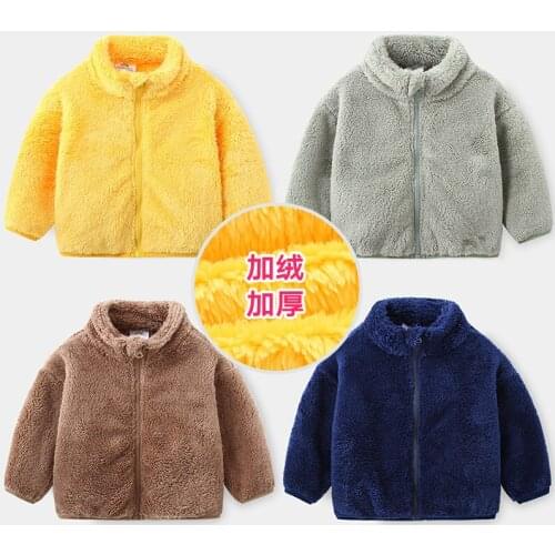 Baby Jacket 2021 Autumn and Winter Baby Boys and Girl Wool Jacket Clothes New Childrens Kids Plus Velvet Thick Zipper Coat 2-8Y