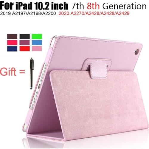 For 10.2 inch Tablet Case iPad 8th Generation Case Pu Leather Stand Cover Auto Sleep/Wake Case for Apple ipad 7 7th Gen with pen
