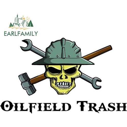 EARLFAMILY 13cm x 7.9cm for Oilfield Trash Skull Hard Car Stickers VAN Motorcycle Decal Scratch-proof Window Vinyl Car Styling