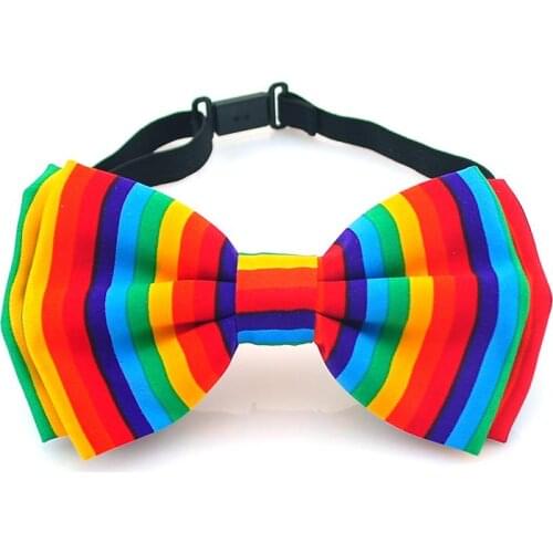 Men`S Unisex Tuxedo Classic Bow Tie Fashion "Rainbow Striped" Pattern Adjustable Party Neckwear Christmas Butterfly Ties For Men