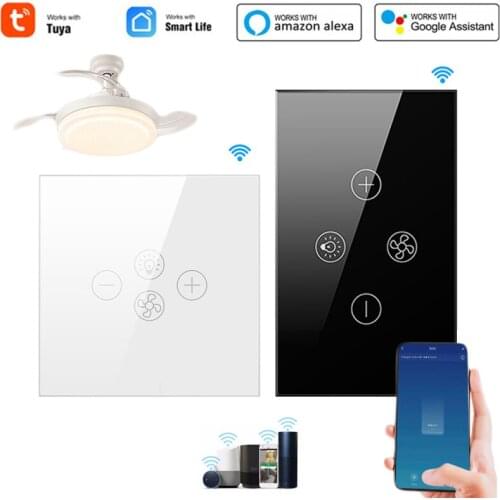 Wifi Smart Switch With Smart Life APP Remot Control Ceiling Fan Light Timer Speeds Work With Alexa, Google Home Wholesale