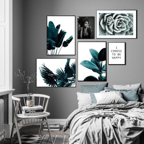 Nordic Life Quote Green Leaves Canvas Painting Wall Art Poster Home Decoration Posters And Prints Plant Pictures for Living Room