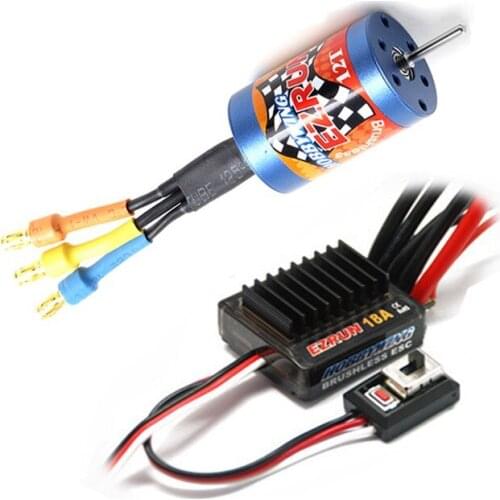 FATJAY HobbyWing EZRUN 2030 12T 7800KV 18T 5200KV brushless motor + 18A ESC combo for RC 1/16 cars upgrade
