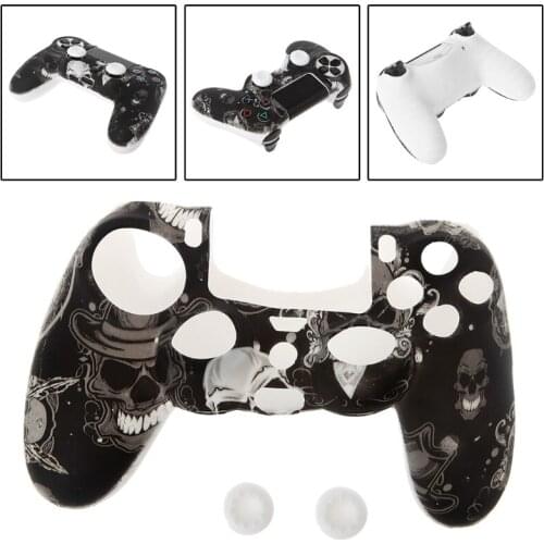 Gamepad Controller Silicone Sleeve Guard Protective Cover + 2 Grip Caps For PS4