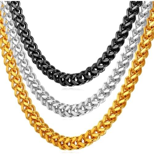 Kpop 55CM 6MM Thick Cuban Chain For Men Necklace With yellow Gold/Black Color Punk For Men Chain Stainless Steel Necklaces N231