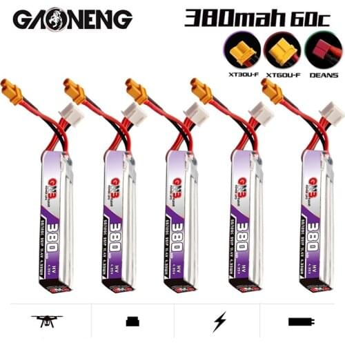 5Pcs/Set GNB 3S 11.4V 380mAh 60C/120C HV Lipo Battery T/XT30U-F/XT60U-F Plug For FullSpeed TinyLeader whoop3S RC FPV Drone parts