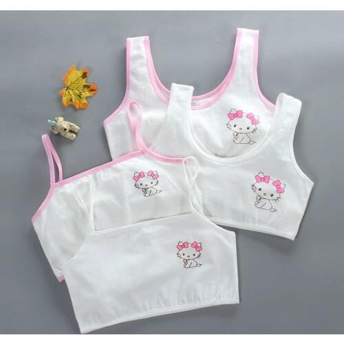 4 Pcs/Lot Young Girls Vest Cotton ​Sport Tops Tank Training Kids Bra Teen Single layer Underwear Bras Children for 8-18Years Old