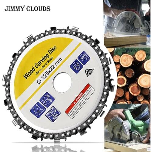 5 Inch Grinder Chain Disc 22mm Arbor 14 Teeth Wood Carving Disc For 125mm Angle Grinder