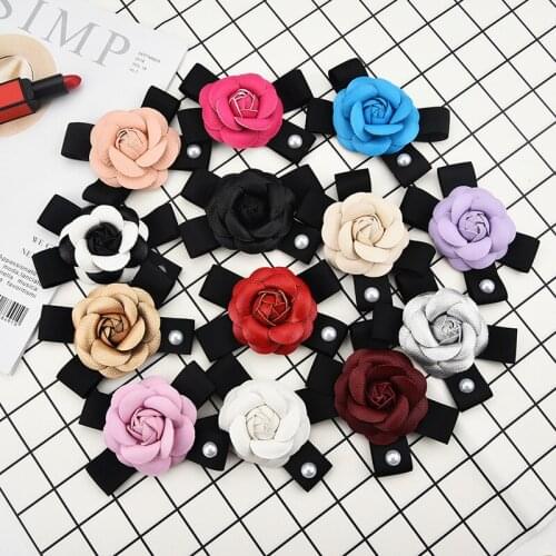 Fashion Vintage Fabric Womens Brooches Pin Jewelry bow ribbon Camellia Rose Flowers Brooches Pins hat bag scarf Decoration