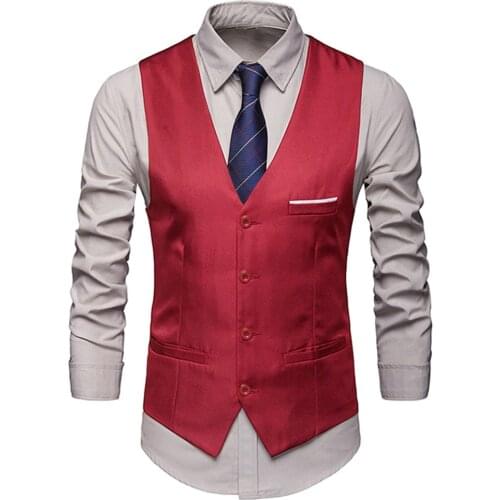 Men Formal Suit Sleeveless Vest Slim Gentleman Wedding Party Business Wear Tops Solid Color Gilet Homme
