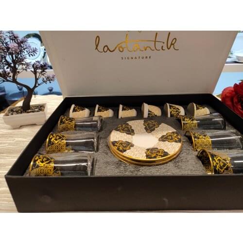 6 Coffee Cup Set and 6 Tea Cup and Saucer Set, Espresso Cup Set, Christmas Gift, Turkish Coffee Mother Day Gift