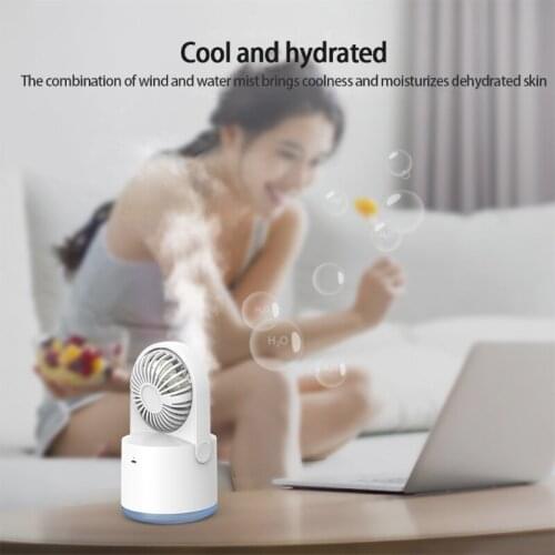 Desktop Air Cooler 2000mAh Rechargeable 3 Speeds Personal Air Conditioner Humidifier Fan with LED Night Light for Home