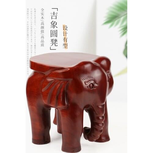 Solid wood small stool family living room low stool round stool wood elephant tea table stool sitting pier stool creative lovely