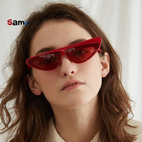 Samjune Asymmetric Cat Eye Sunglasses Women Triangle Sexy Small CCSPACE Brand Glasses Designer Fashion Vintage Female Shades