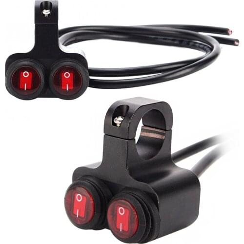 Motorcycle Switches Aluminium Alloy Handlebar Double Button Spotlight Switch with Waterproof Indicator Light for Motorcycle