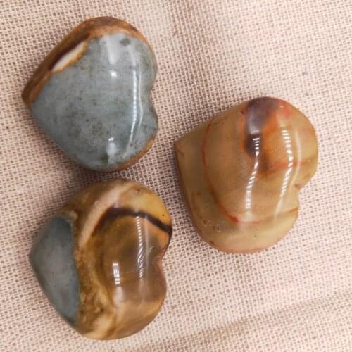 Natural Sea Jade Mineral Ocean Jasper Heart Ornament For Home Decoration Accessories Scenery Landscape Stone Cabochons Jewelry