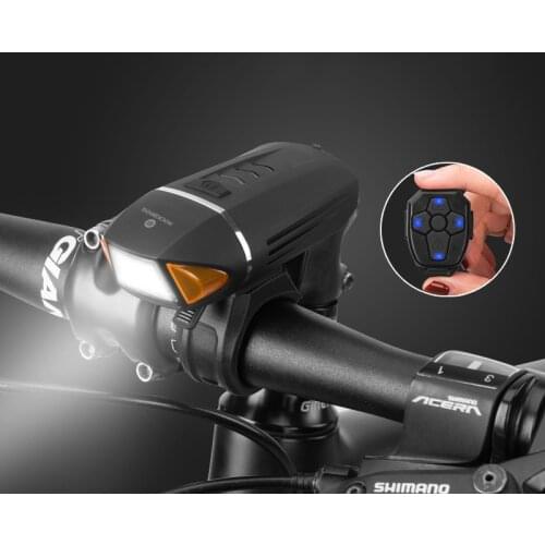 ROCKBROS Bicycle Lights Remote Control 350 Lumens USB Rechargeable Headlight Anti-theft Alarm Night Riding Bike Lamp Flashlight