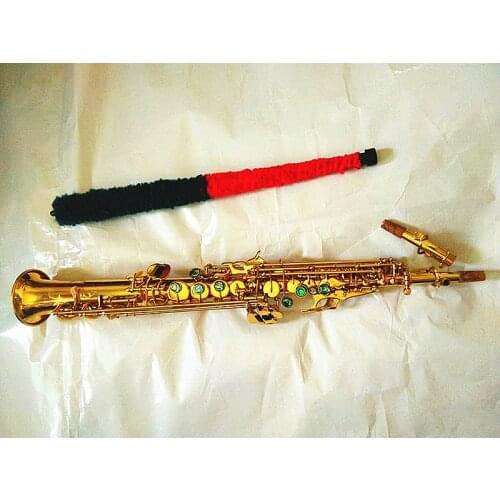 Brand New High quality Saxophone soprano BB straight flat wooden wind instrument key shell engraved pattern transport box