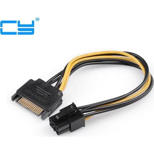 SATA 15 Pin Male M to PCI-e pcie pci-Express pci express Card 6 Pin Female Graphics Video Card Power Cable 15cm